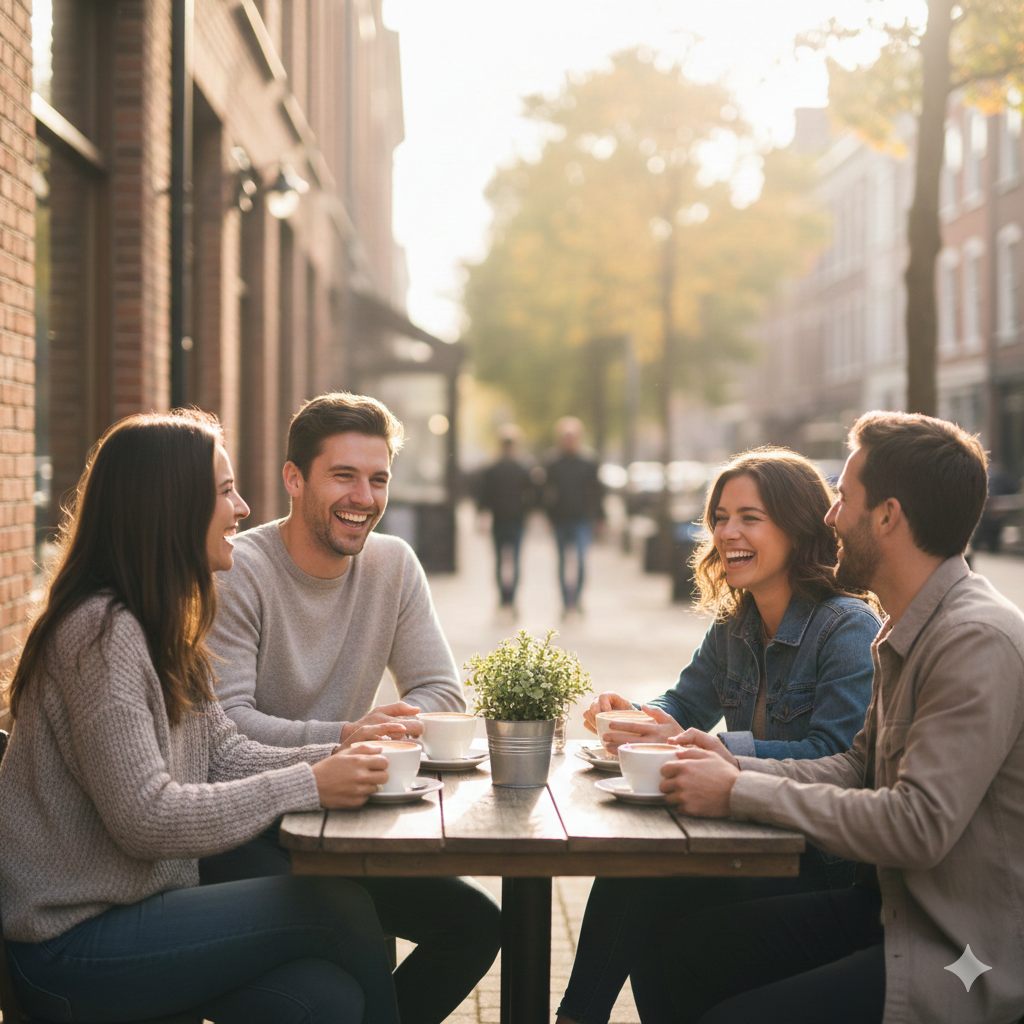 Friends meeting up for coffee